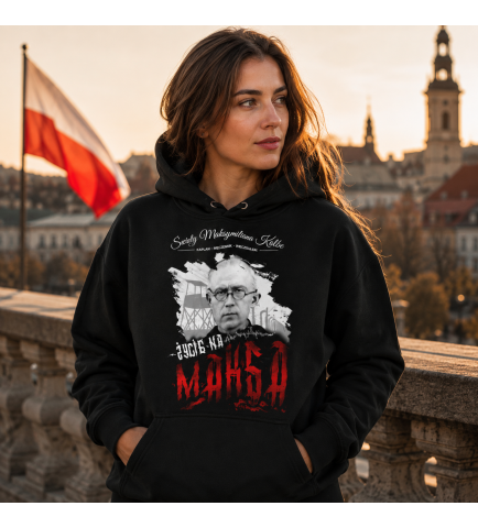 Damska bluza z kapturem MAKSYMILIAN KOLBE CZARNA